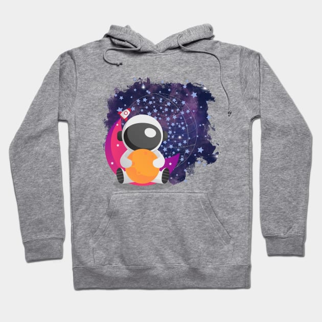 Cute Astronaut on a Pink Moon Space Travel Rocket Stars Hoodie by nathalieaynie